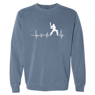 Cricket Player Bat And Ball Game Cricket Heartbeat Garment-Dyed Sweatshirt