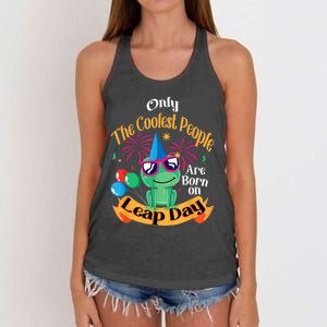 Coolest People Born On Leap Day Birthday Party Cute Women's Knotted Racerback Tank