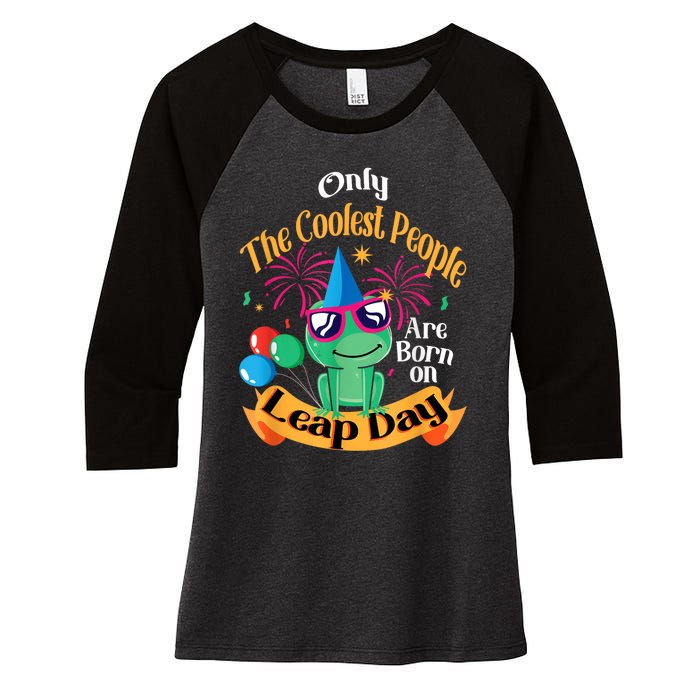 Coolest People Born On Leap Day Birthday Party Cute Women's Tri-Blend 3/4-Sleeve Raglan Shirt