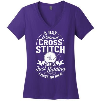 Counted Pattern Beginner Alphabet Needle Women's V-Neck T-Shirt