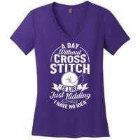 Counted Pattern Beginner Alphabet Needle Women's V-Neck T-Shirt