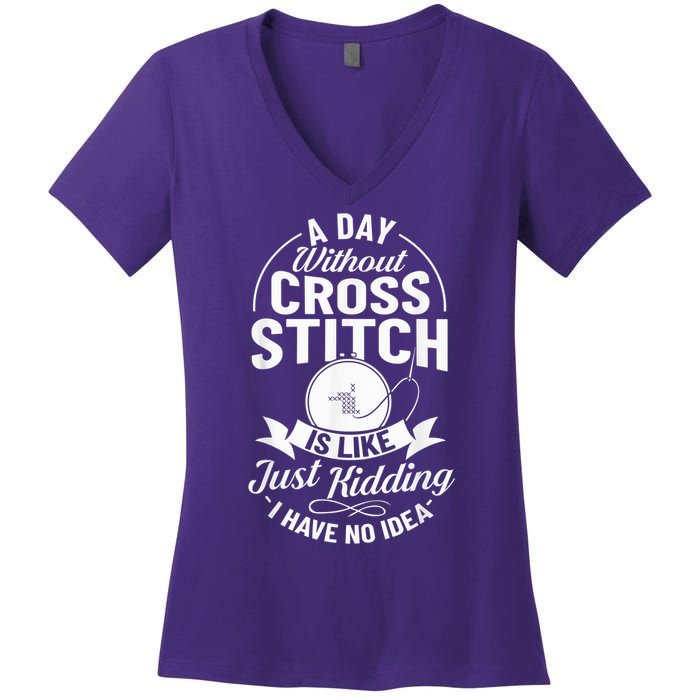Counted Pattern Beginner Alphabet Needle Women's V-Neck T-Shirt