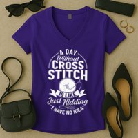 Counted Pattern Beginner Alphabet Needle Women's V-Neck T-Shirt