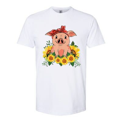 Cute Pig Bandana Sunflower Funny Farm Animal Lover Softstyle® CVC T-Shirt