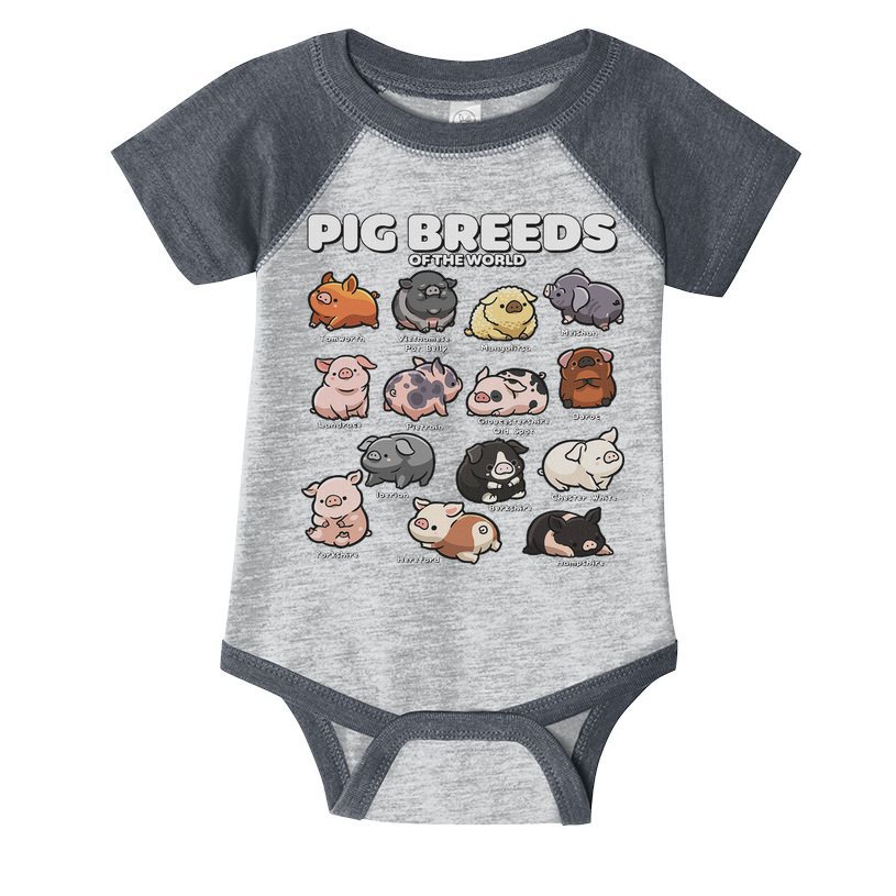 Cute Pig Breeds Of The World Funny Farm Animal Lovers Infant Baby Jersey Bodysuit