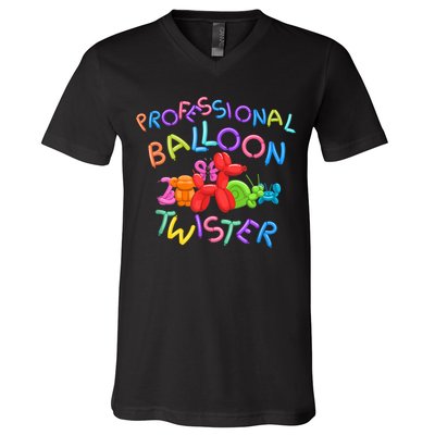 Cute Professional Balloon Animal Twister Party V-Neck T-Shirt