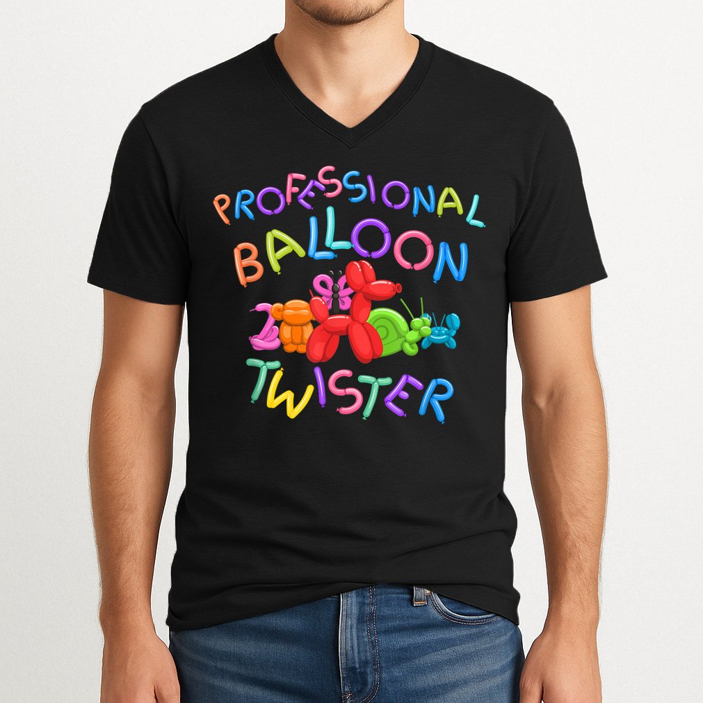 Cute Professional Balloon Animal Twister Party V-Neck T-Shirt