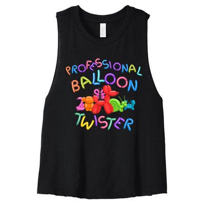 Cute Professional Balloon Animal Twister Party Women's Racerback Cropped Tank