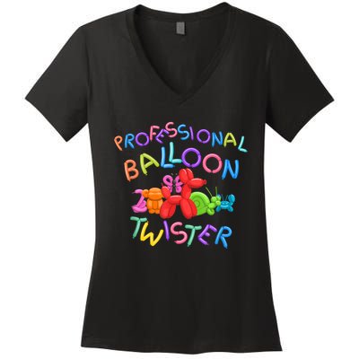 Cute Professional Balloon Animal Twister Party Women's V-Neck T-Shirt