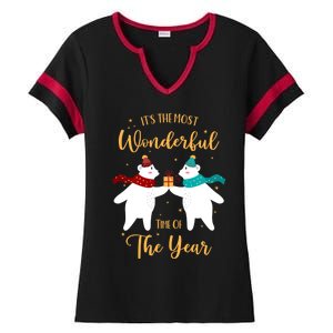 Christmas Polar Bear Its The Most Wonderful Time Of The Year Gift Ladies Halftime Notch Neck Tee