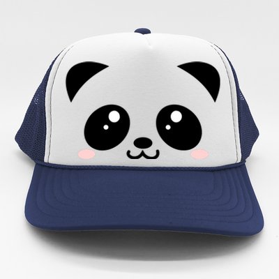 Cute Panda Bear Black & White Kawaii Cartoon Animal Face Trucker Hat