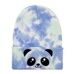 Cute Panda Bear Black & White Kawaii Cartoon Animal Face Tie Dye 12in Knit Beanie