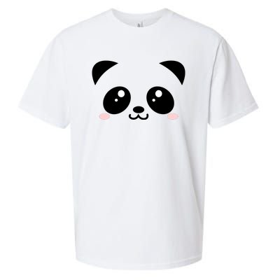 Cute Panda Bear Black & White Kawaii Cartoon Animal Face Sueded Cloud Jersey T-Shirt