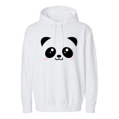 Cute Panda Bear Black & White Kawaii Cartoon Animal Face Garment-Dyed Fleece Hoodie