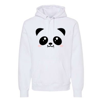 Cute Panda Bear Black & White Kawaii Cartoon Animal Face Premium Hoodie