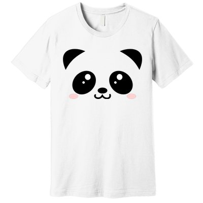 Cute Panda Bear Black & White Kawaii Cartoon Animal Face Premium T-Shirt