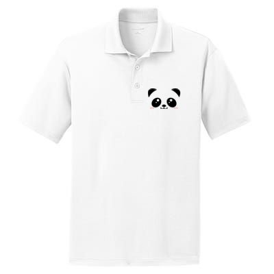 Cute Panda Bear Black & White Kawaii Cartoon Animal Face PosiCharge RacerMesh Polo