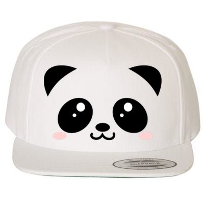 Cute Panda Bear Black & White Kawaii Cartoon Animal Face Wool Snapback Cap