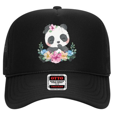 Cute Panda Bear Gift Flower Panda Trucker Hat