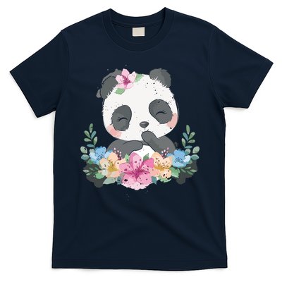 Cute Panda Bear Gift Flower Panda T-Shirt