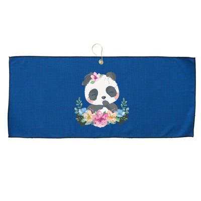 Cute Panda Bear Gift Flower Panda Large Microfiber Waffle Golf Towel