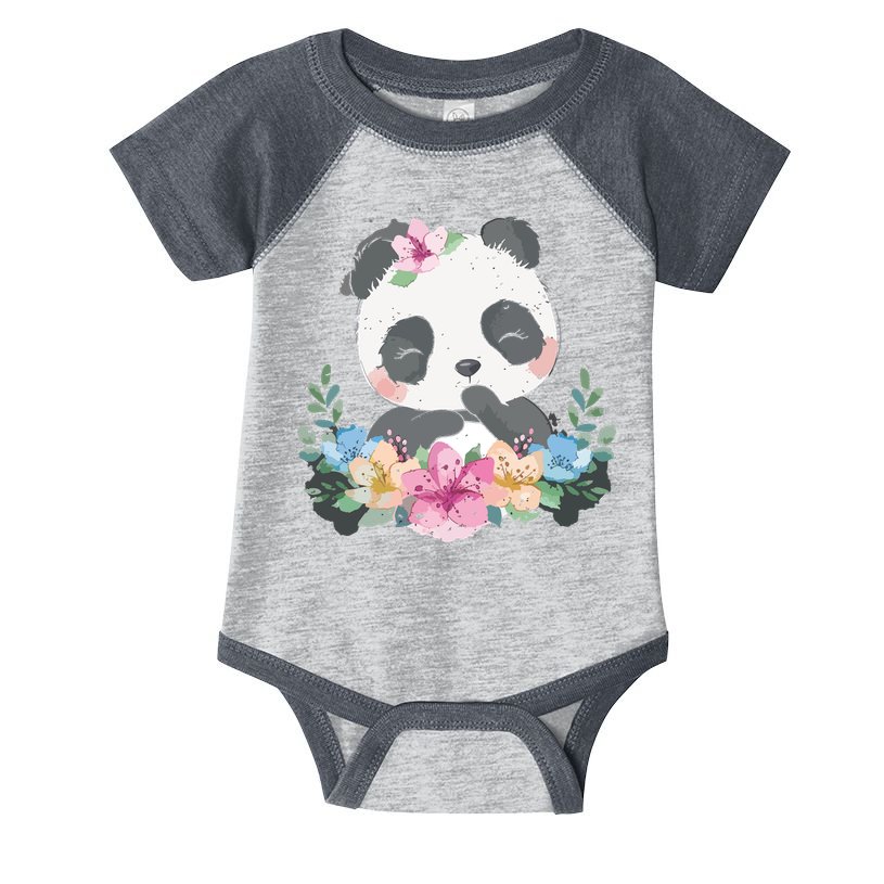 Cute Panda Bear Gift Flower Panda Infant Baby Jersey Bodysuit
