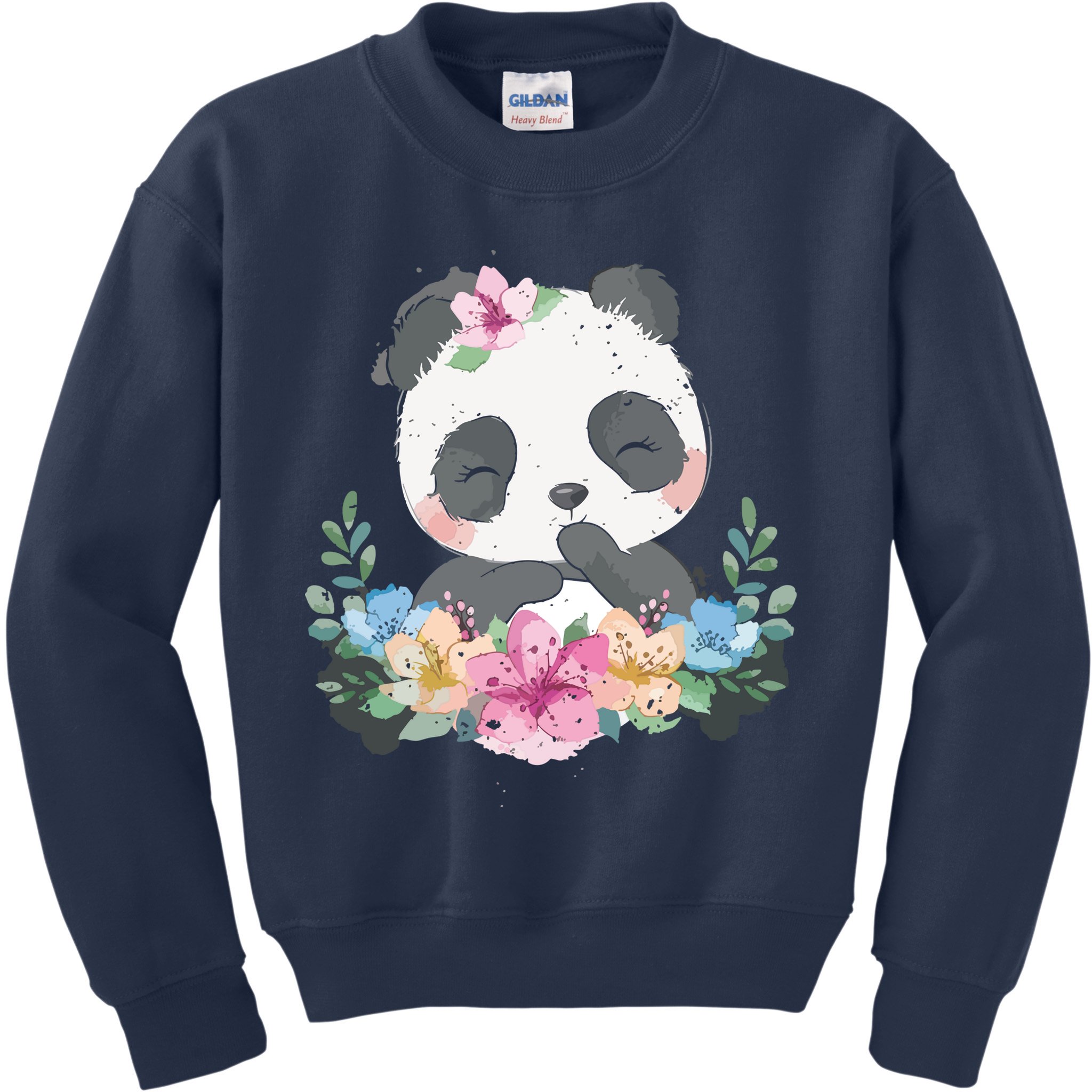 Cute Panda Bear Gift Flower Panda Kids Sweatshirt