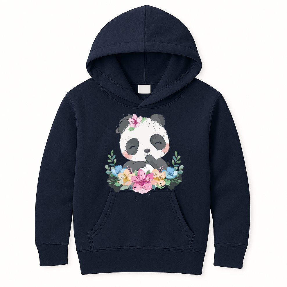 Cute Panda Bear Gift Flower Panda Kids Hoodie