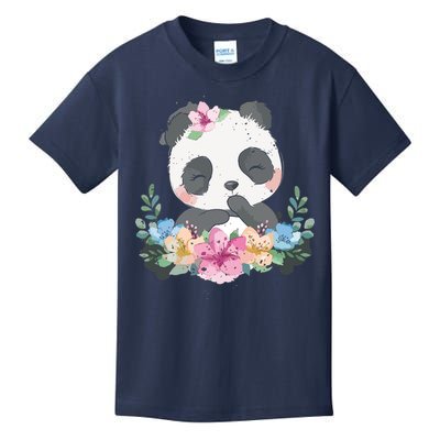 Cute Panda Bear Gift Flower Panda Kids T-Shirt