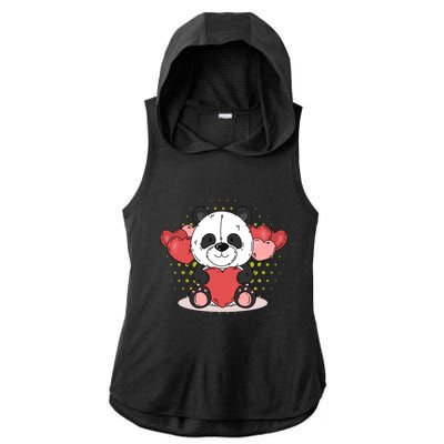 Cute Panda Bear Valentines Heart Love Panda Valentines Gift Ladies PosiCharge Tri-Blend Wicking Draft Hoodie Tank