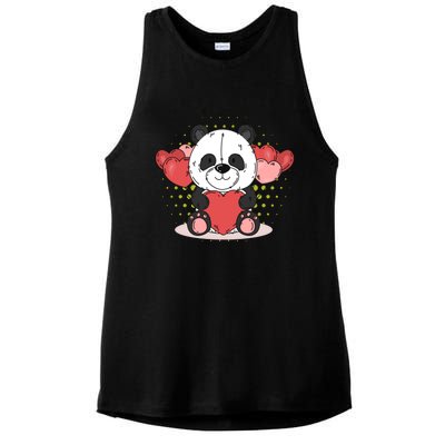 Cute Panda Bear Valentines Heart Love Panda Valentines Gift Ladies PosiCharge Tri-Blend Wicking Tank