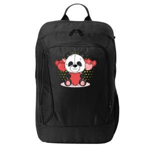 Cute Panda Bear Valentines Heart Love Panda Valentines Gift City Backpack