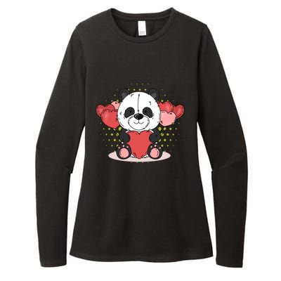 Cute Panda Bear Valentines Heart Love Panda Valentines Gift Womens CVC Long Sleeve Shirt