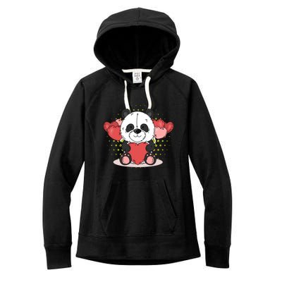 Cute Panda Bear Valentines Heart Love Panda Valentines Gift Women's Fleece Hoodie