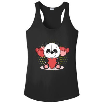 Cute Panda Bear Valentines Heart Love Panda Valentines Gift Ladies PosiCharge Competitor Racerback Tank