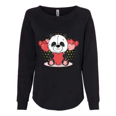 Cute Panda Bear Valentines Heart Love Panda Valentines Gift Womens California Wash Sweatshirt