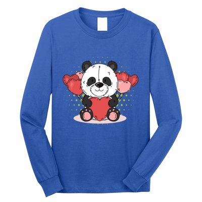 Cute Panda Bear Valentines Heart Love Panda Valentines Gift Long Sleeve Shirt