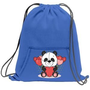 Cute Panda Bear Valentines Heart Love Panda Valentines Gift Sweatshirt Cinch Pack Bag