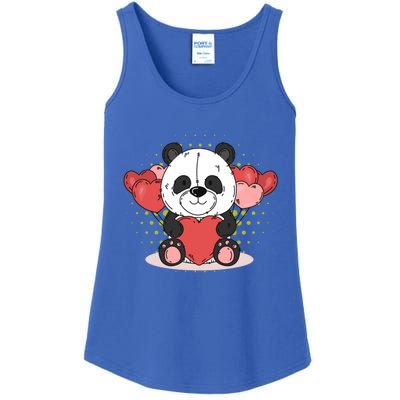 Cute Panda Bear Valentines Heart Love Panda Valentines Gift Ladies Essential Tank