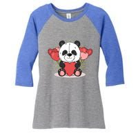 Cute Panda Bear Valentines Heart Love Panda Valentines Gift Women's Tri-Blend 3/4-Sleeve Raglan Shirt