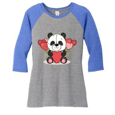 Cute Panda Bear Valentines Heart Love Panda Valentines Gift Women's Tri-Blend 3/4-Sleeve Raglan Shirt