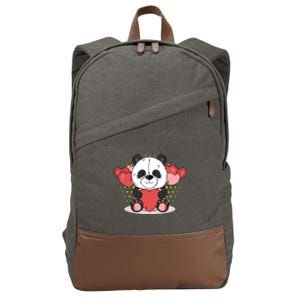 Cute Panda Bear Valentines Heart Love Panda Valentines Gift Cotton Canvas Backpack