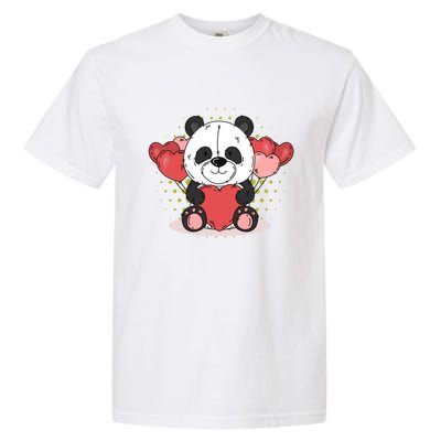 Cute Panda Bear Valentines Heart Love Panda Valentines Gift Garment-Dyed Heavyweight T-Shirt