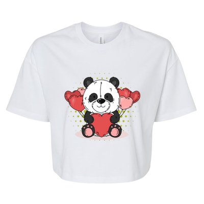 Cute Panda Bear Valentines Heart Love Panda Valentines Gift Bella+Canvas Jersey Crop Tee