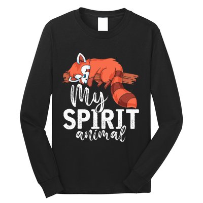 Cute Panda Bear Funny Animal Lover Gift Red Panda Long Sleeve Shirt