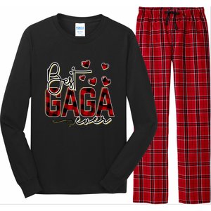 Christmas Personalized Best Gaga Ever Buffalo Plaid Great Gift Long Sleeve Pajama Set