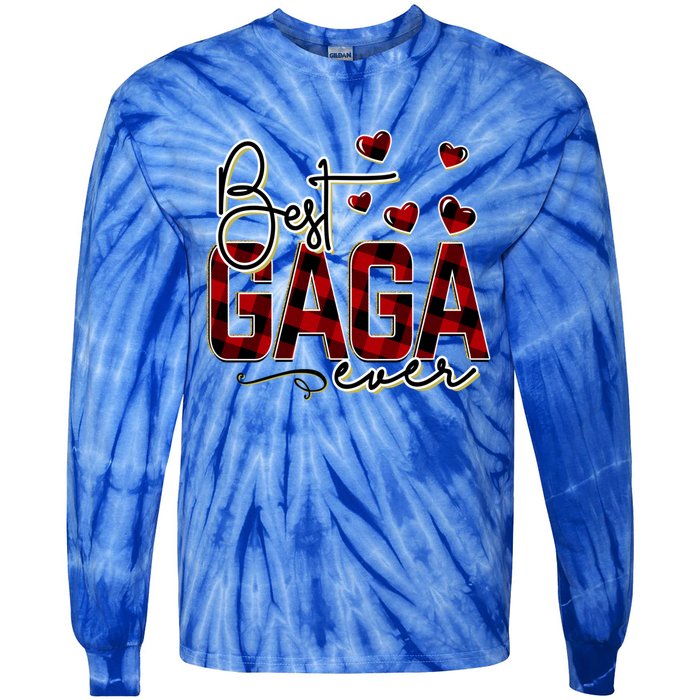 Christmas Personalized Best Gaga Ever Buffalo Plaid Great Gift Tie-Dye Long Sleeve Shirt