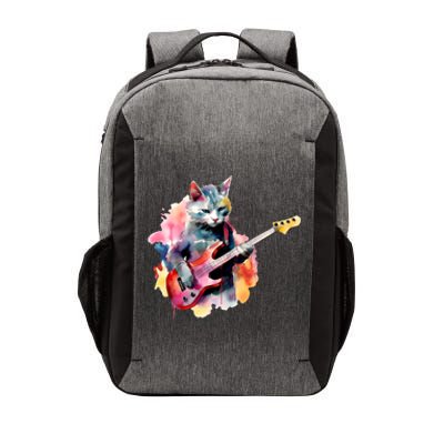 Cat Playing Bass Guitar Watercolor Graphic Design Vector Backpack