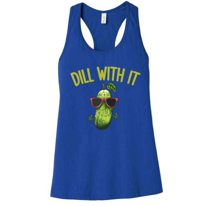 Crunchy Pickle Brine Vegan Dill With It Ferted Cucumber Gift Women's Racerback Tank