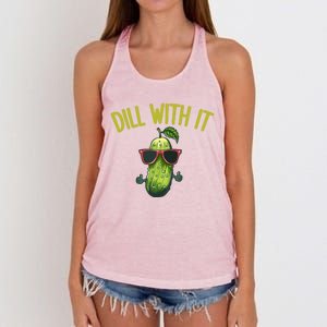 Crunchy Pickle Brine Vegan Dill With It Ferted Cucumber Gift Women's Knotted Racerback Tank